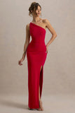 Dressing Up Red One Shoulder Maxi Dress With Open Back Detail