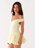Endless Romance Off Shoulder Mini Dress Yellow