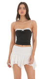 Lace Trim Crop Top in Black