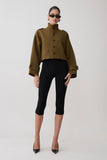 Rue Funnel Neck Bomber Jacket Khaki