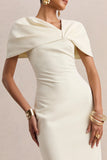 Novalie Cream V Neck Midi Dress With Twist Detail