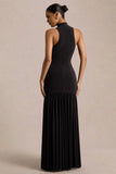 Tasmin Black High Neck Maxi Dress With Drop Waist