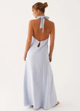 Golden Child Linen Maxi Dress Blue
