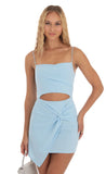 Twist Cutout Dress in Blue