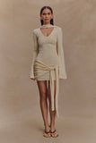 Taron Knit Mini Dress With Scarf Cream