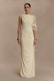 Amandine Ruched Slinky Maxi Dress Lemon