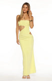 Xela Yellow Strapless Maxi Dress