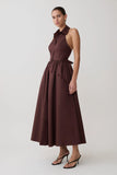 Cindy Collared Midi Dress Chocolate