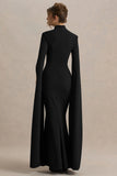 Esme Black Square Neck Maxi Dress With Cape Sleeves