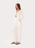 White Wrap Semi Sheer Long Sleeve Top