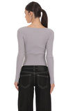 Off Center Cardigan in Grey