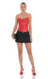 Satin Cowl Neck Top in Red