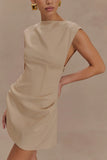 Doris Sleeveless Mini Dress Camel