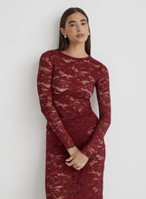 Burgundy Lace Long Sleeve Top