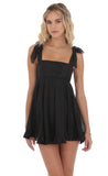 Shimmer Ruffle Babydoll Dress in Black