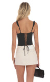 Ruffle Scoop Corset Top in Black