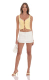 Front Tie Vest Top in Yellow