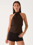 Keena Scarf Top Chocolate