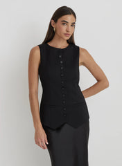 Black Tailored Waistcoat
