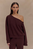 Aiden Slouchy Crew Jumper Chocolate
