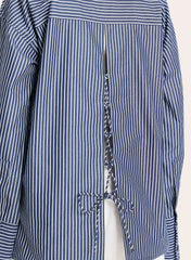 Navy And White Stripe Cotton Tie Back Detail Shirt
