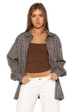 Devyn Brown Plaid Button Up Long Sleeve Shirt