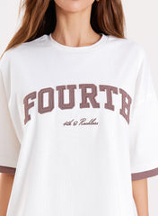 White Contrast Trim Branded Cotton T Shirt
