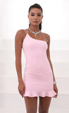 Shoulder Ruffle Dress in Pink