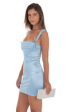 Satin Shoulder Ties Bodycon Dress in Blue