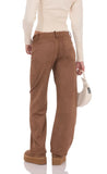 Suede Straight Leg Pants in Brown