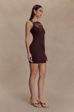 Brock Asymmetrical Neckline Knit Top Dark Chocolate