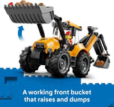 LEGO City Yellow Backhoe Loader 60480 Building Toys for Boys Girls Ages 7 Construction Truck Toy Movable Front Bucket Backhoe 301 pieces Gift Idea