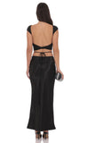 Satin Wrap Maxi Skirt in Black