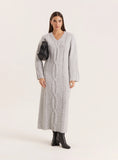 Light Grey Chunky Knit Wool Blend Maxi Dress