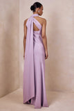 Cara Lilac Matte Satin High Neck Maxi Dress