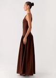 Thinking About You Linen Maxi Dress Brown