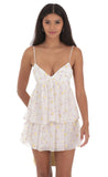 Floral Ruffle Tiered Dress in White