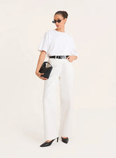 White High Waist Straight Leg Jeans