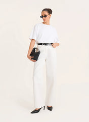 White High Waist Straight Leg Jeans