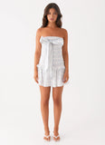 Izi Shirred Mini Dress Sweet Daydream Print