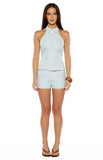 Caelan Blue Button Up Top
