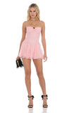 Bow Lace A line Dress in Pink