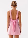 Keira Linen Micro Mini Dress Pink
