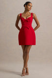 Corey Red Sweetheart Mini Dress With Bow Details