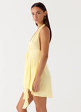 Guide You Halter Neck Mini Dress Yellow