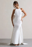 Bestow White Open Back Maxi Dress With Oversized White Bow