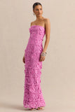 Gracie Pink Lace Bandeau Maxi Dress
