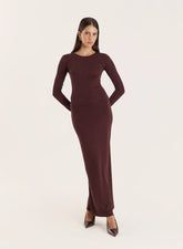 Chocolate Knitted Embellished Maxi Skirt