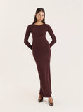 Chocolate Knitted Embellished Maxi Skirt