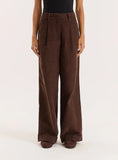 Chocolate Belted Turn Up Cord Wide Leg Trousers Hughes